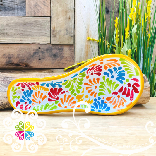 Multicolor Feathers Talavera Spoon Rest - Talavera Kitchen