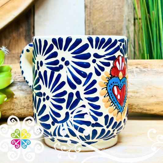 Corazon Blue Talavera Mug - Single Talavera Mug