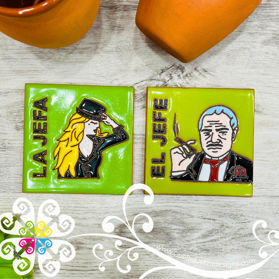 La Jefa & El Jefe -  Set of Clay Coasters