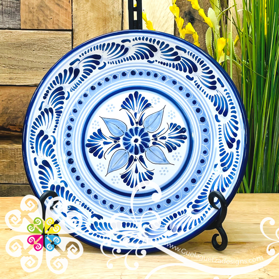 Large Blue Talavera Tray - Single Talavera Plate