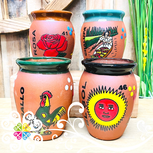 Set of 4 Loteria Cantarito Cup - Set Clay Cantarito