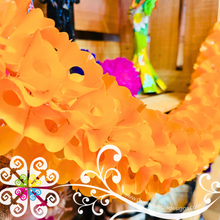 Small Orange Fiesta Decor - Worm Flower Banner - Day of the Dead Decor