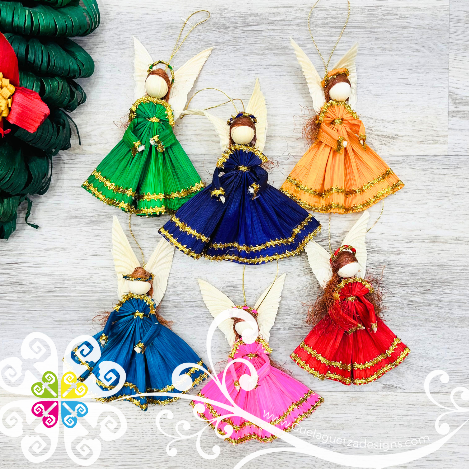 Set of 6 - Angel Corn Husk Ornaments