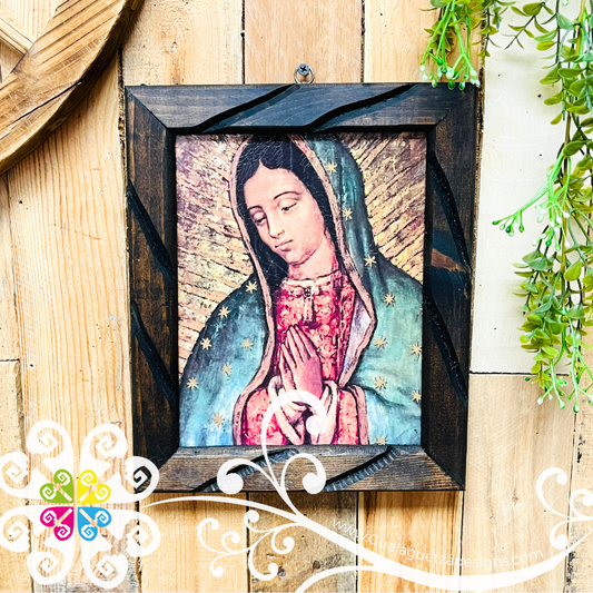 Medium Virgen de Guadalupe Wood Wall Art - Litografia