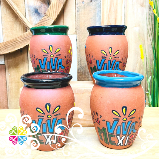 Set of 4 Viva Mexico Cantarito Cup - Set Clay Cantarito