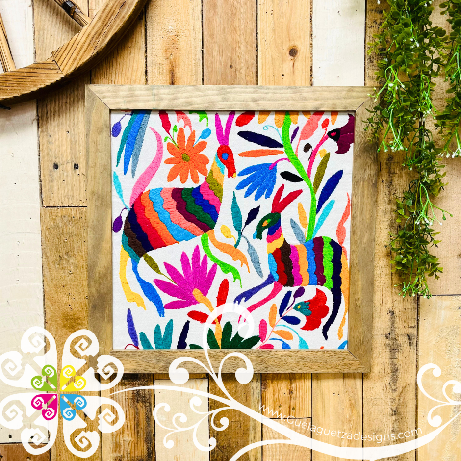 Medium Square Embroidered Otomi Frame - Wall Art