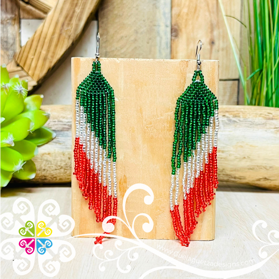 Tricolor Beaded Angel Wings Earrings