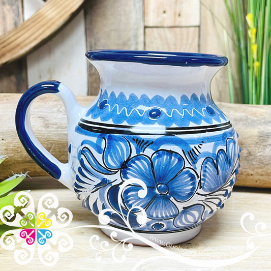 Floral Blue Talavera Ponchera Mug - Single Talavera Mug