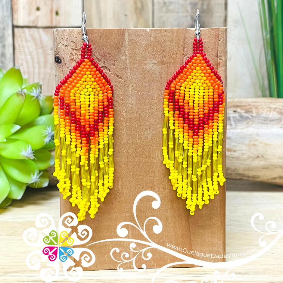 Large Rhombus Cascade Earrings - Beaded Earrings