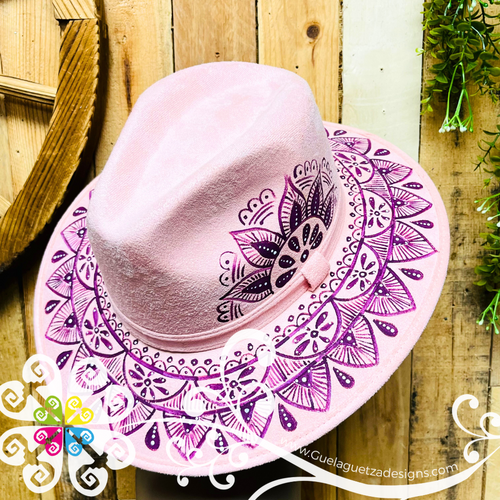 Pink Indiana Mitla Velvet Hat - Hand Painted Hat