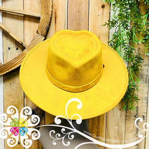 Mustard Corazon Mitla Velvet Hat - Peek-a-Boo Hand Painted Hat