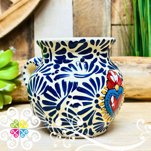 Corazon Blue Talavera Ponchera Mug - Single Talavera Mug