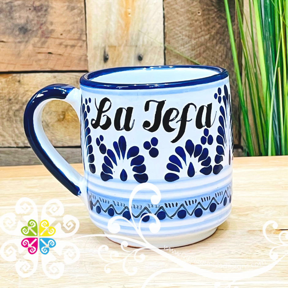 La Jefa Blue Talavera Mug - Single Talavera Mug