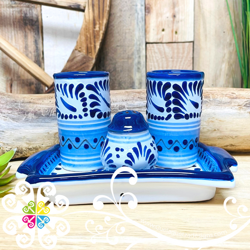 Tequilero Tray Set - Blue Talavera