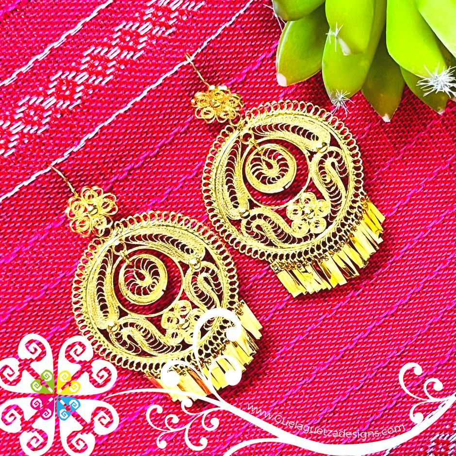 Large Gold Filigrana Artisan Earrings