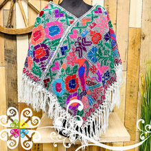 Colors Peacock Design Embroider Poncho - Mañanita