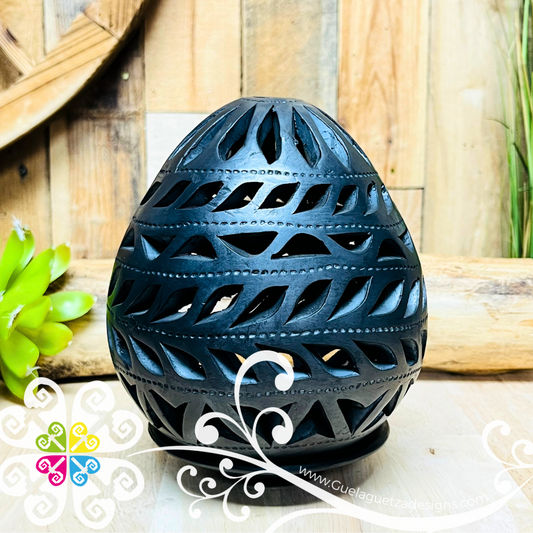 Medium Oval Candle Holder - Barro Negro Oaxaca