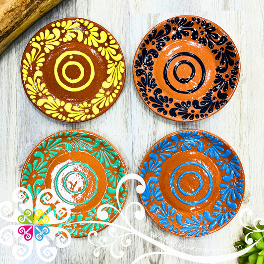 Set of 4 Medium Plumeado Plate - Set Clay Flat Plates