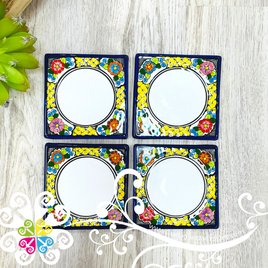 Multicolor Set of 4 Talavera Floral Bouquet - Set of Talavera Coasters