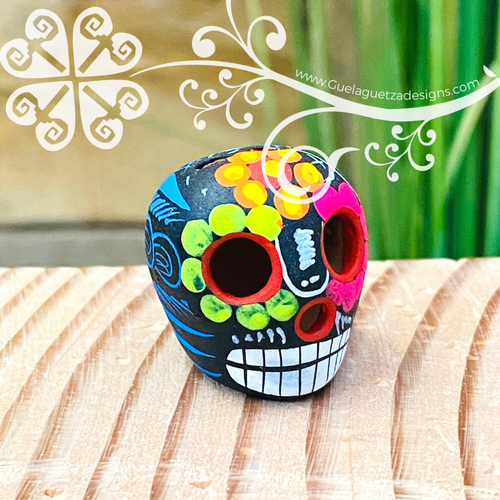 Mini Hand Painted Multicolor Sugar Skull  - Calaverita Guerrero