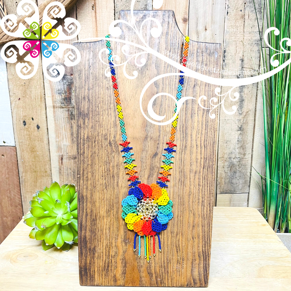 Sunflower Beaded Necklace - Huichol Jewelry