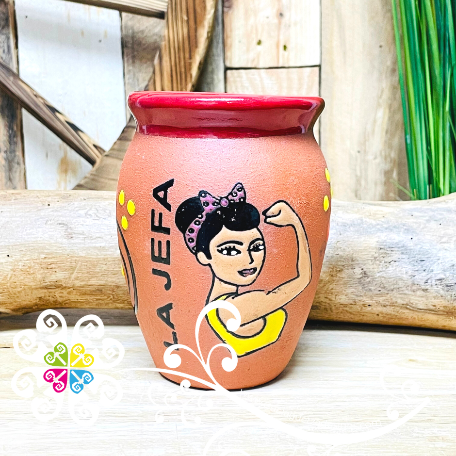 La Jefa Cantarito Cup - - Loteria Cantarito  - Single Clay Cantarito