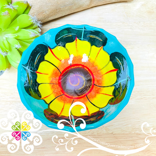 Teal Guerrero Hand Painted Salsa Bowl - Salcero De Barro