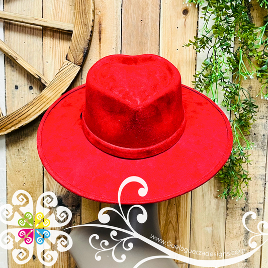 Red Corazon Mitla Velvet Hat - Peek-a-Boo Hand Painted Hat