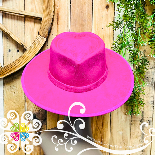 Fuchsia Corazon Mitla Velvet Hat - Peek-a-Boo Hand Painted Hat