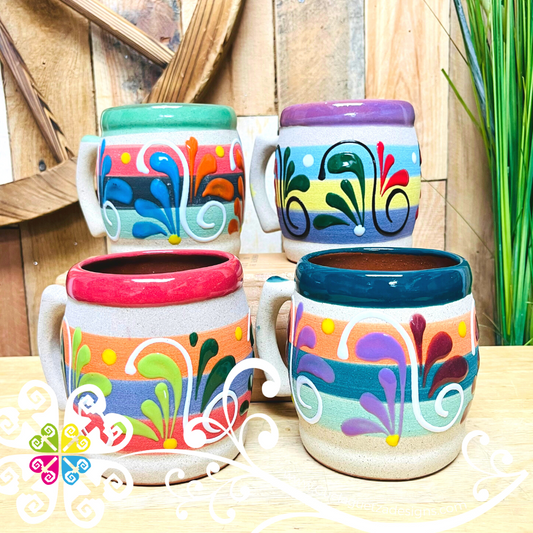 Set of 4 Coffee Clay Mugs - Set Taza Barro