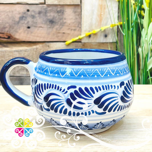 Large Blue Talavera Chocolatera Mug - Single Talavera Mug