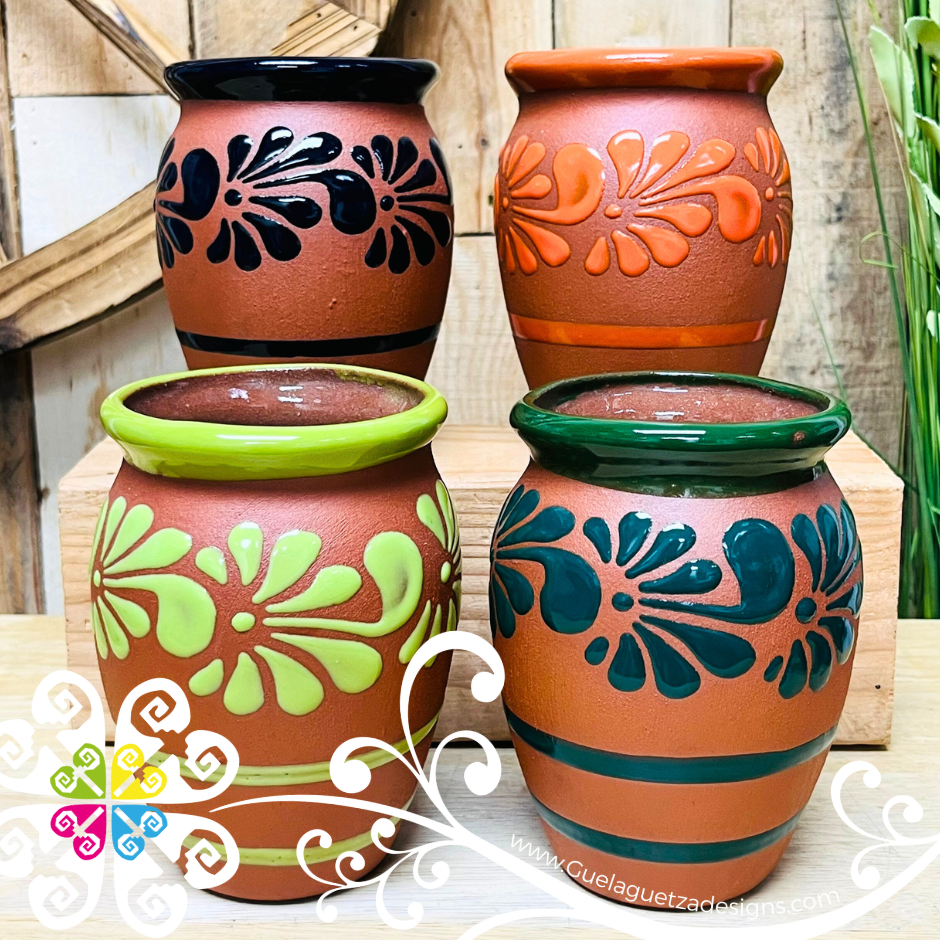 Set of Multicolor 4 Plumeado Cantarito Cup - Set Clay Cantarito