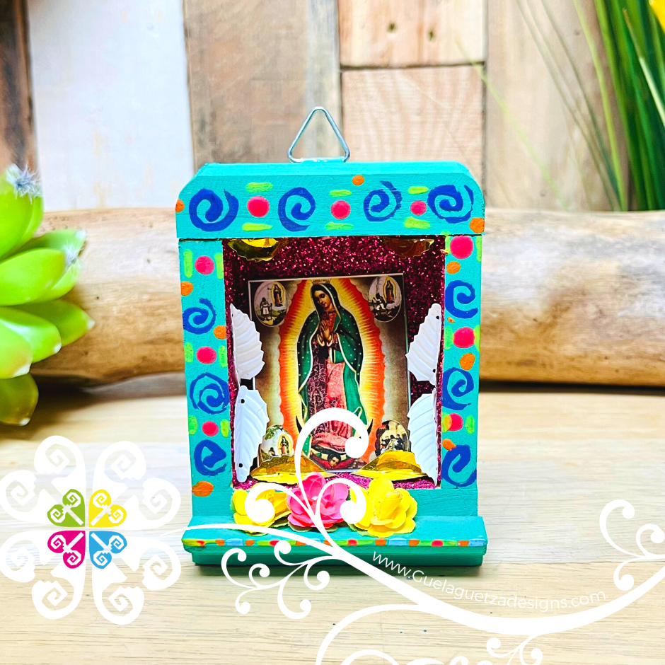 Miniature Virgencita Shadow Box - Cajita Decorativa