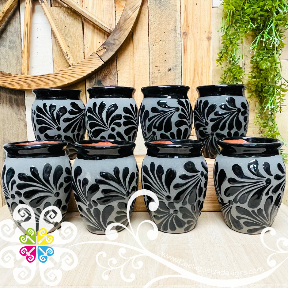 Set of Black/Gray Espiga Plumeado Cantarito Cup - Set Clay Cantarito