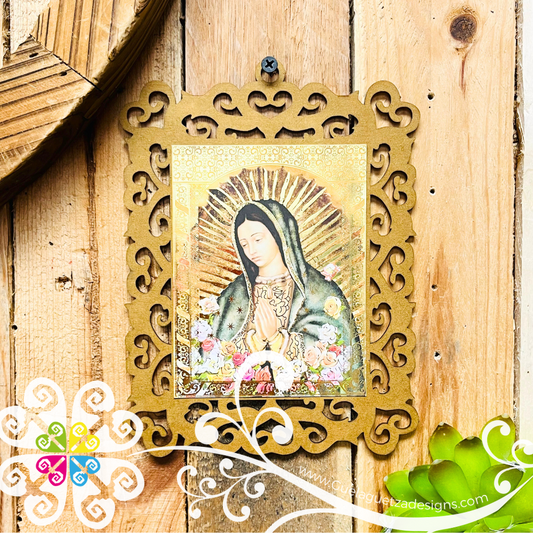 Mini Wood Virgen De Guadalupe Wood Wall Art - Litografia