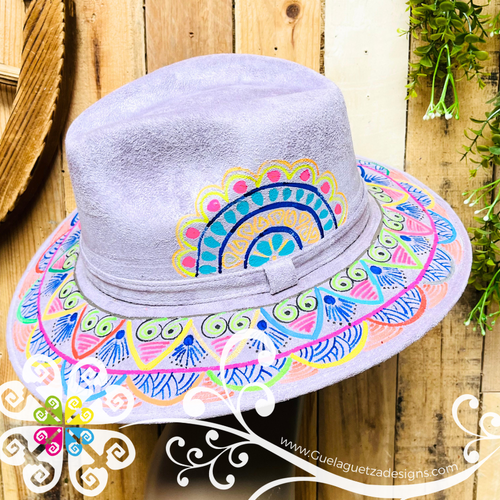 Lilac Indiana Mitla Velvet Hat - Hand Painted Hat