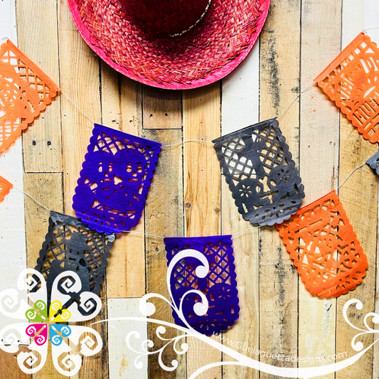 Small Tricolor Dia de Los Muertos - Papel Picado Banner