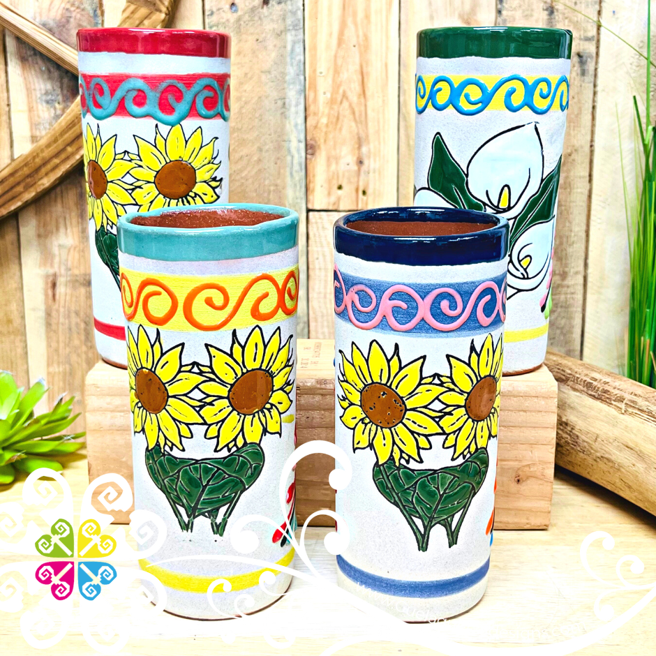 Set of 4 Small Tall Vase - Mexican Home Decor