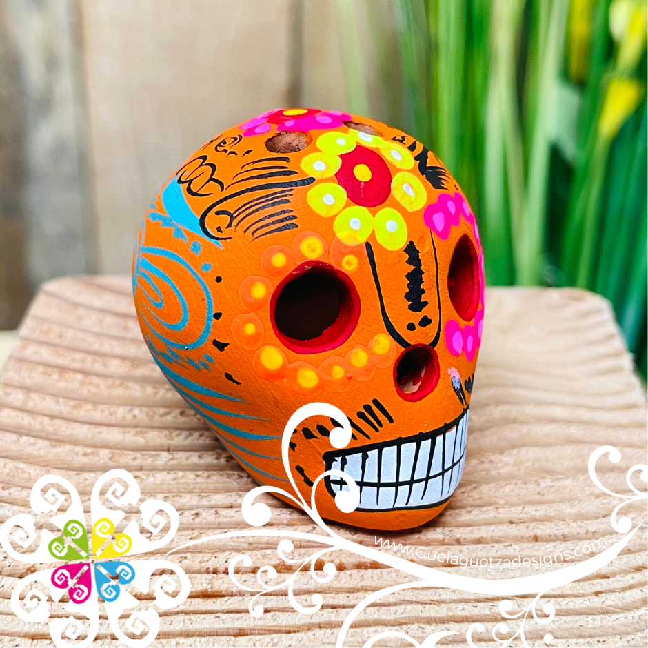 Mini Hand Painted Multicolor Sugar Skull  - Calaverita Guerrero