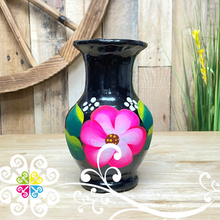 Small Black Clay Handpainted Vase - Barro Negro Oaxaca