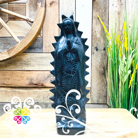 Virgen Guadalupe Statue - Black Clay Oaxaca