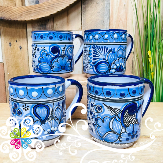 Set of 4 Blue Flowers - Talavera Mug