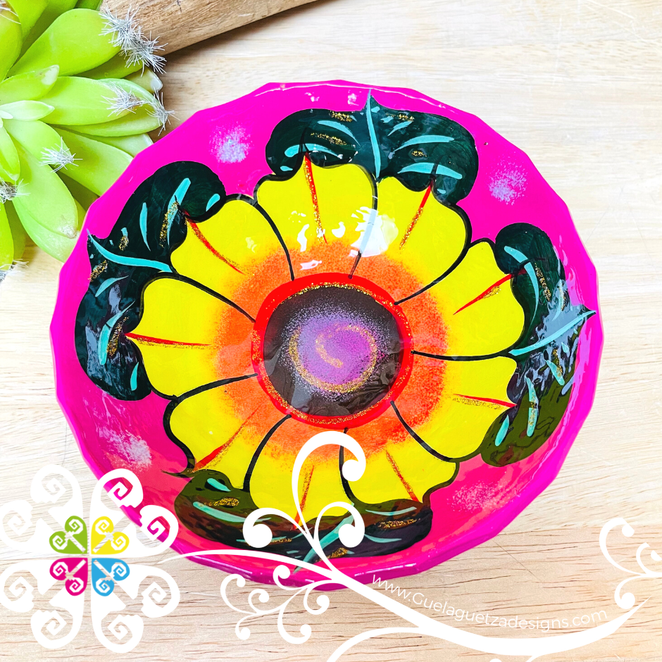 Fuchsia Guerrero Hand Painted Salsa Bowl - Salcero De Barro