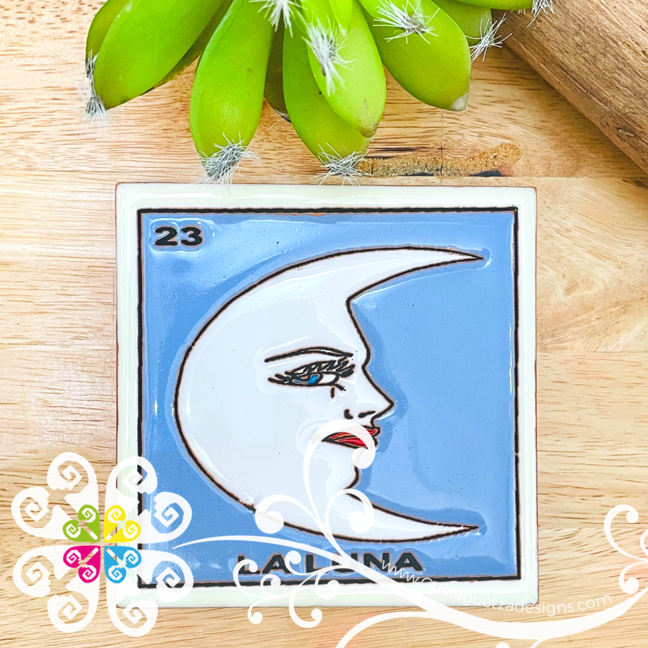 Mexican Loteria Coaster Tile - 23 La Luna