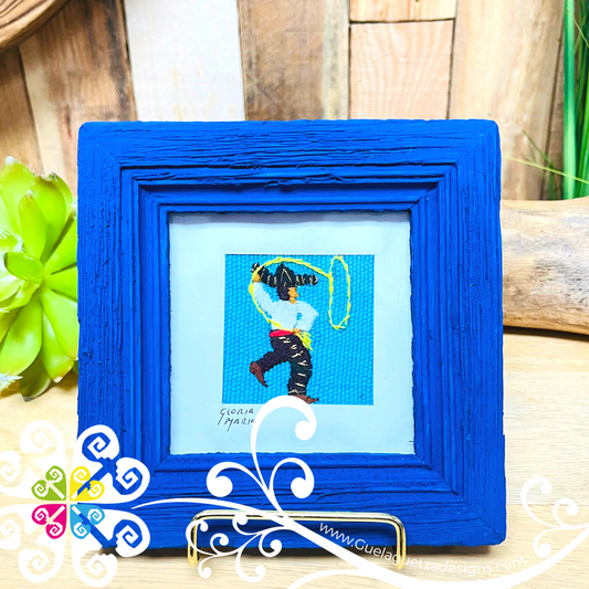 Royal Blue Culturas Bordadas - Embroidered Wood Frame