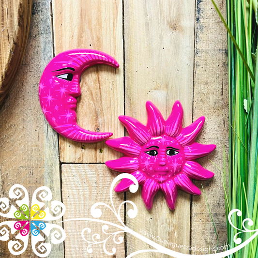 Small Fuchsia Sun & Moon Set - Wall Decor