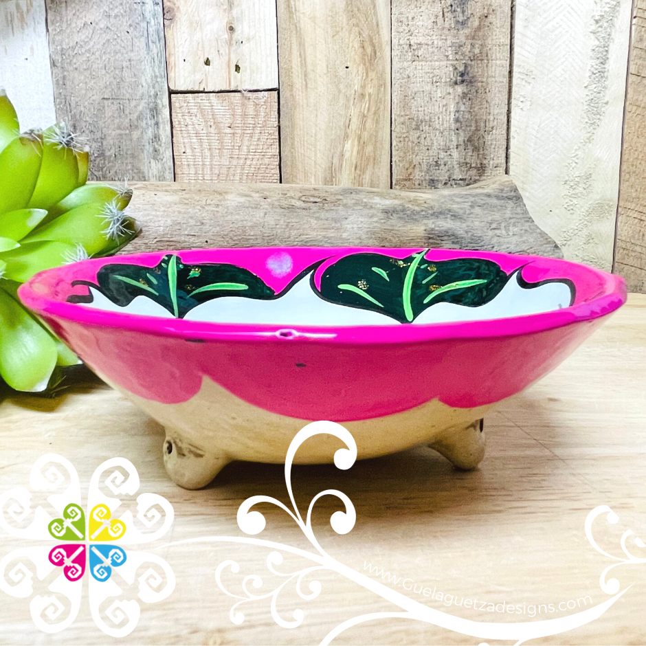 Fuchsia Guerrero Hand Painted Salsa Bowl - Salcero De Barro