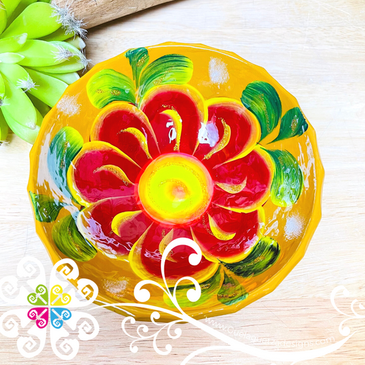 Yellow Guerrero Hand Painted Salsa Bowl - Salcero De Barro