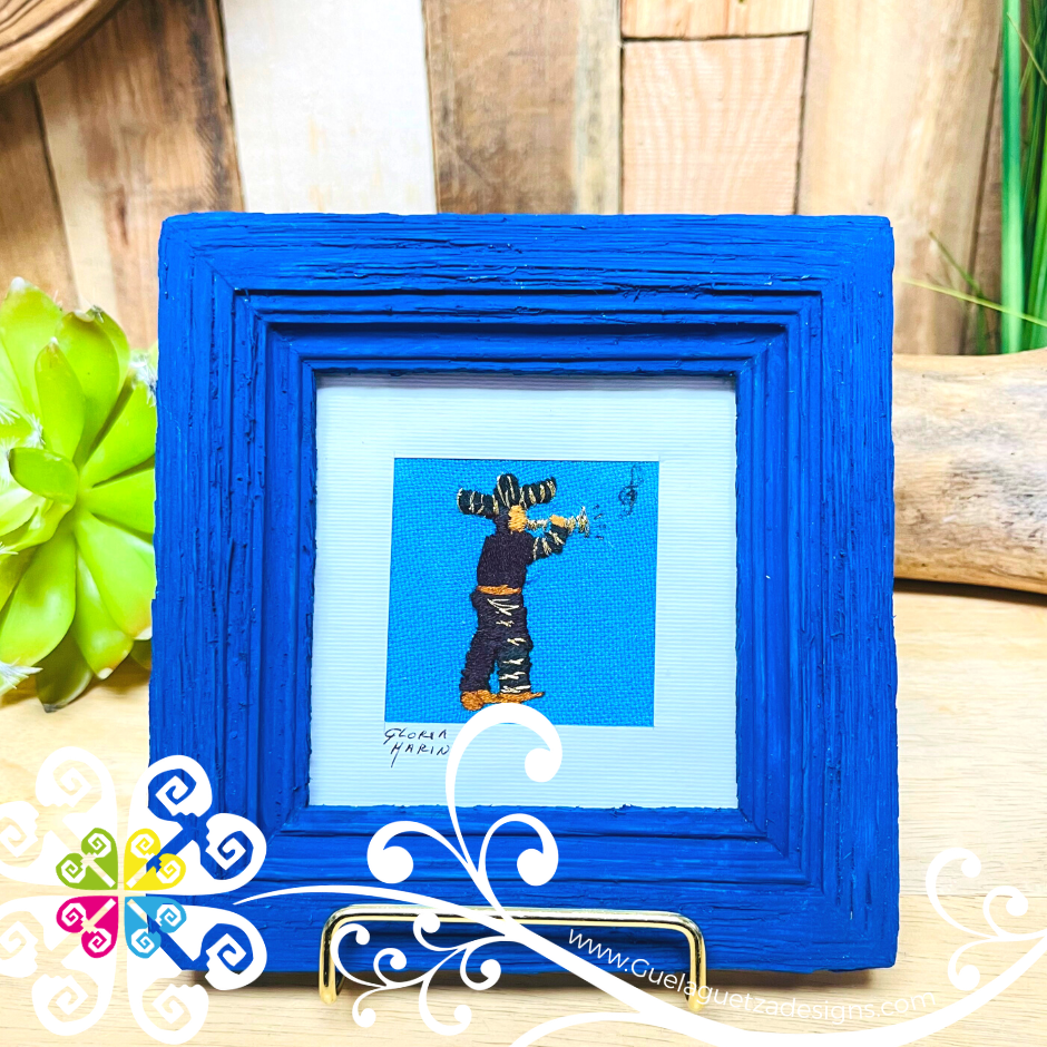 Royal Blue Culturas Bordadas - Embroidered Wood Frame