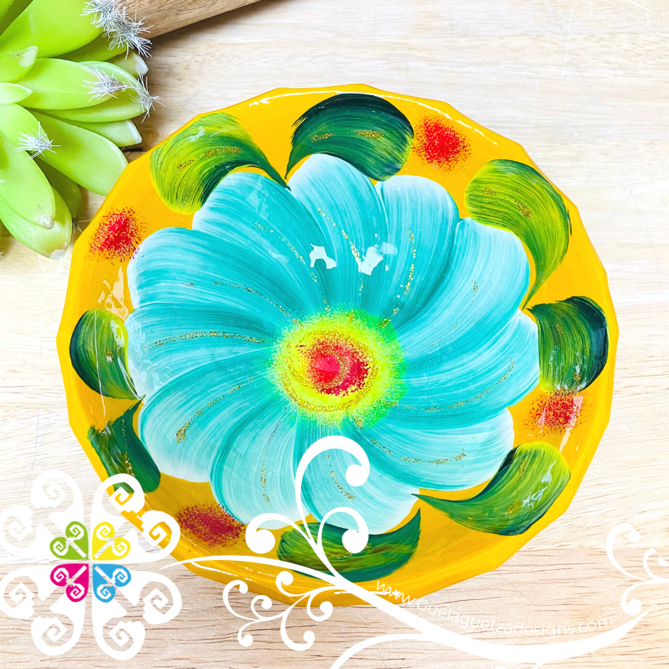 Yellow Guerrero Hand Painted Salsa Bowl - Salcero De Barro